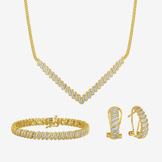1 C.T. T.W. Diamond 14K Gold Over Brass 3-pc Jewelry Set