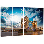 Designart Sunset Over Tower Bridge Cityscape PhotoCanvas Print - 4 Panels