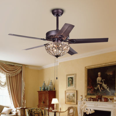 Catalina 3 Light Bronze Finished 5 Blade 48 Inch Crystal Ceiling Fan