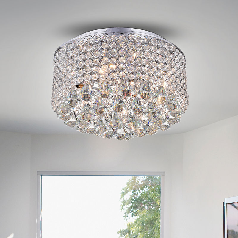 Gunslid Chrome Crystal Circle Ceiling Lamp - 77074370018