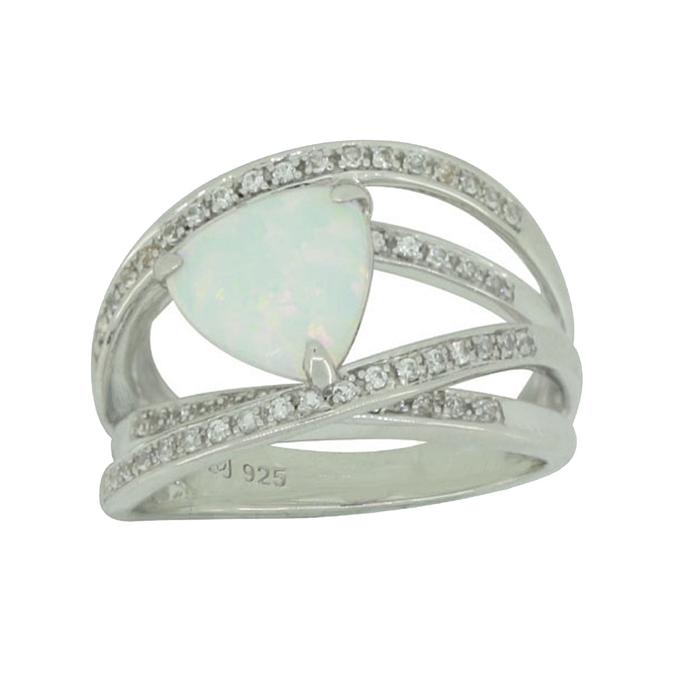 Synthetic Opal & Lab Created White Sapphire Crisscross Ring, Womens