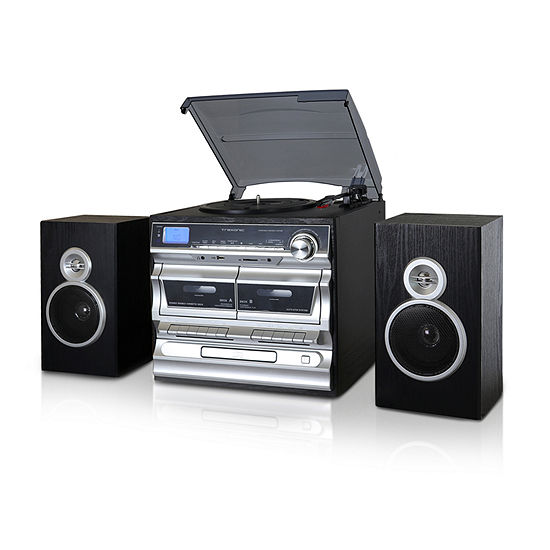 Trexonic 3-Speed Turntable With CD Player, Double Cassette Player, Bluetooth, FM Radio & USB/SD Recording