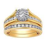 Womens 1 CT. T.W. Genuine White Diamond 14K Gold Bridal Set