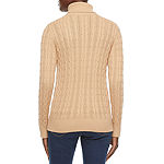 St. John's Bay Tall Cable T-Neck Womens Turtleneck Long Sleeve Pullover Sweater