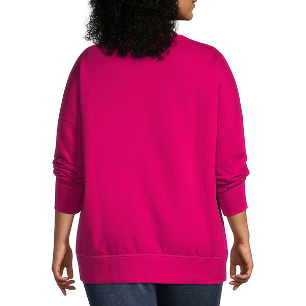 Hope & Wonder Black History Month Womens Plus Crew Neck Long Sleeve Graphic Sweatshirt