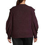 Worthington Plus Womens Crew Neck Long Sleeve Pullover Sweater