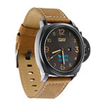 iTouch Connected for Men: Black Case with Brown Leather Strap Hybrid Smartwatch (44mm) 50050U-51-G16