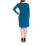 24/7 Comfort Apparel Plus Long Sleeve Fit + Flare Dress
