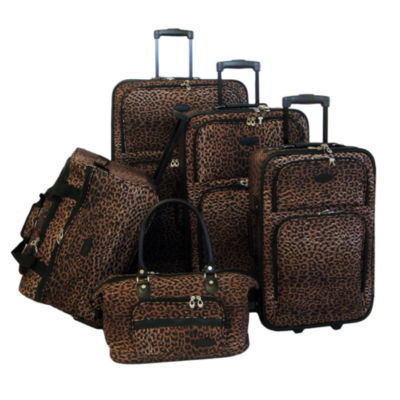 leopard print luggage set for sale