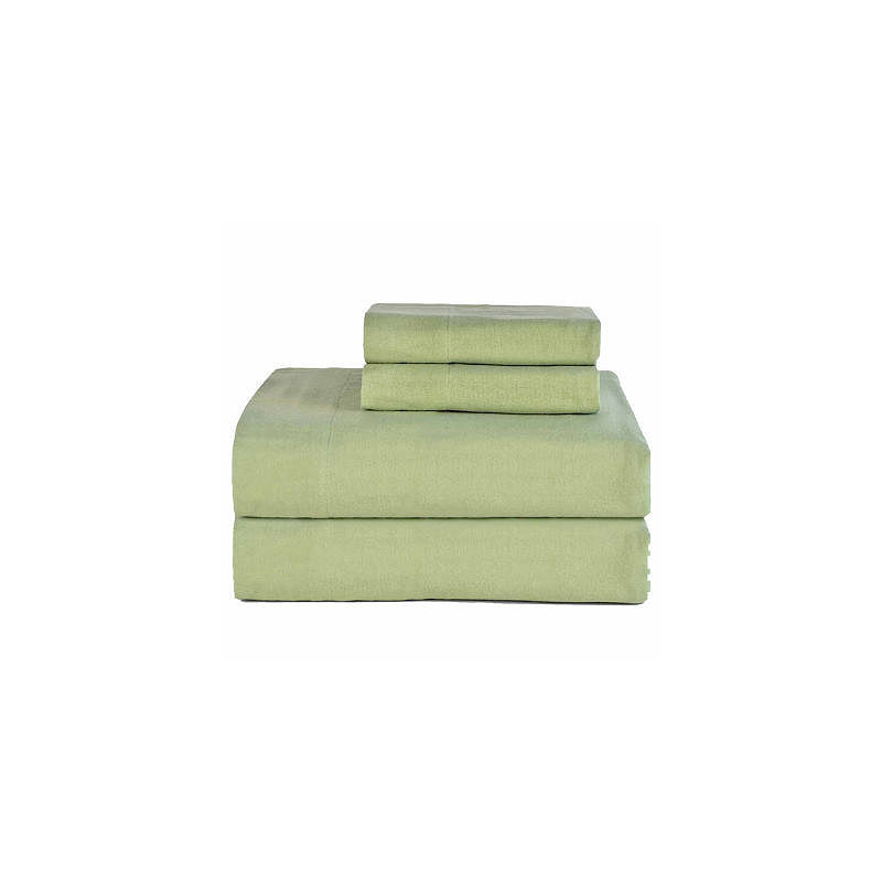Pointehaven Heavy Weight Flannel Sheet Set, Twin, Green