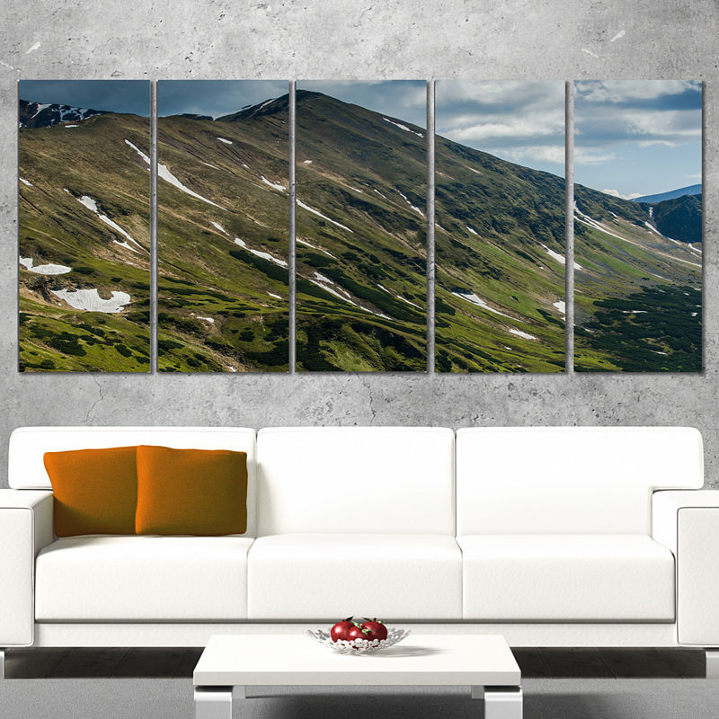 Designart Tatra Mountains Panoramic View Landscapewrapped Art Print - 5 Panels, Green