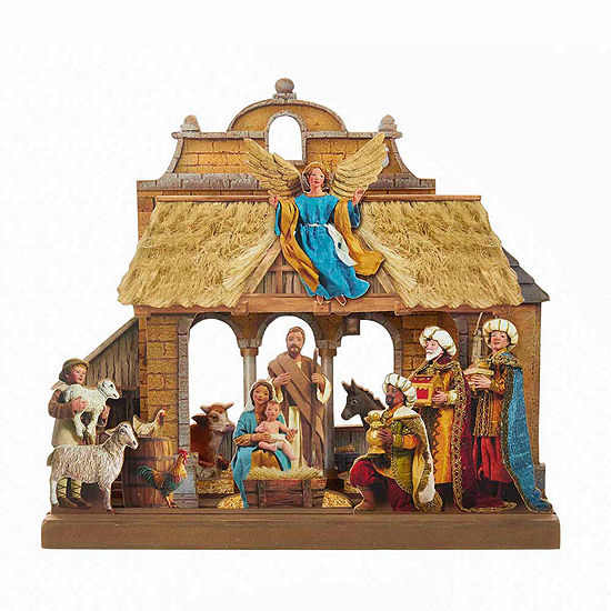 Kurt Adler Wooden 10-pc. Nativity Set