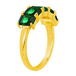 Silver Treasures Lab Created Emerald 14K Gold Over Silver Band