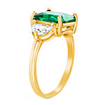 Silver Treasures Emerald 14K Gold Over Silver Cocktail Ring
