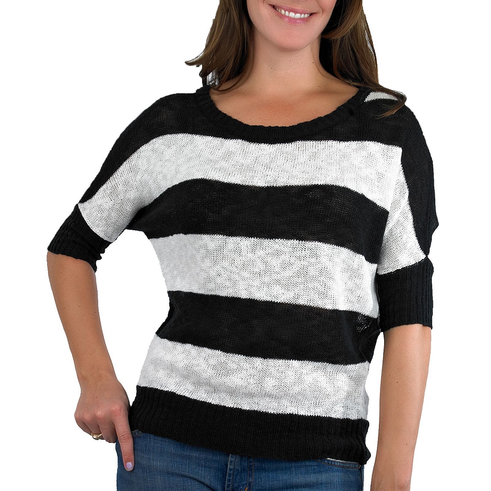 By & By Striped Sweater, Black, Womens