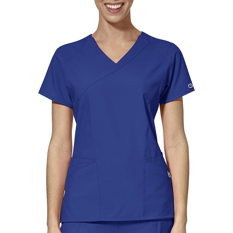 Wonder Wink W123 By Wonderwink 6455 - Women'S Mock Wrap Scrub Top, Womens, Size X-Small, Blue