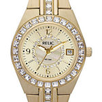 Relic By Fossil Womens Gold Tone Bracelet Watch Zr11778