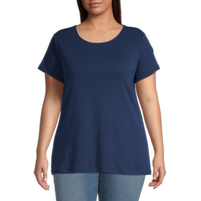 St. John's Bay Womens Plus Crew Neck Short Sleeve TShirt JCPenney