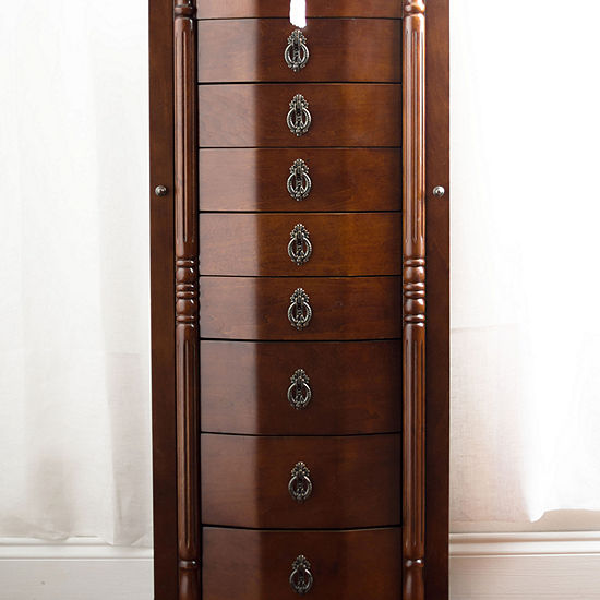 Hives And Honey Robyn Lockable Walnut Jewelry Armoire