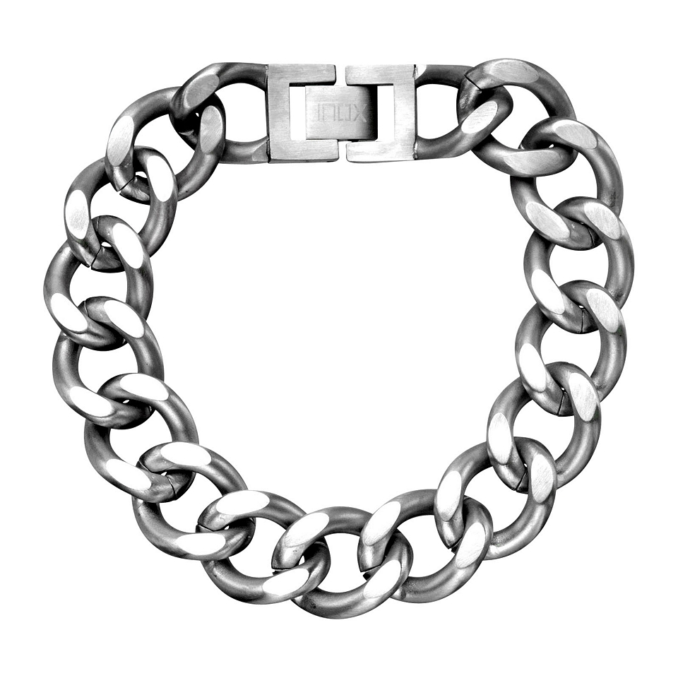 Mens Stainless Steel Curb Link Bracelet, White