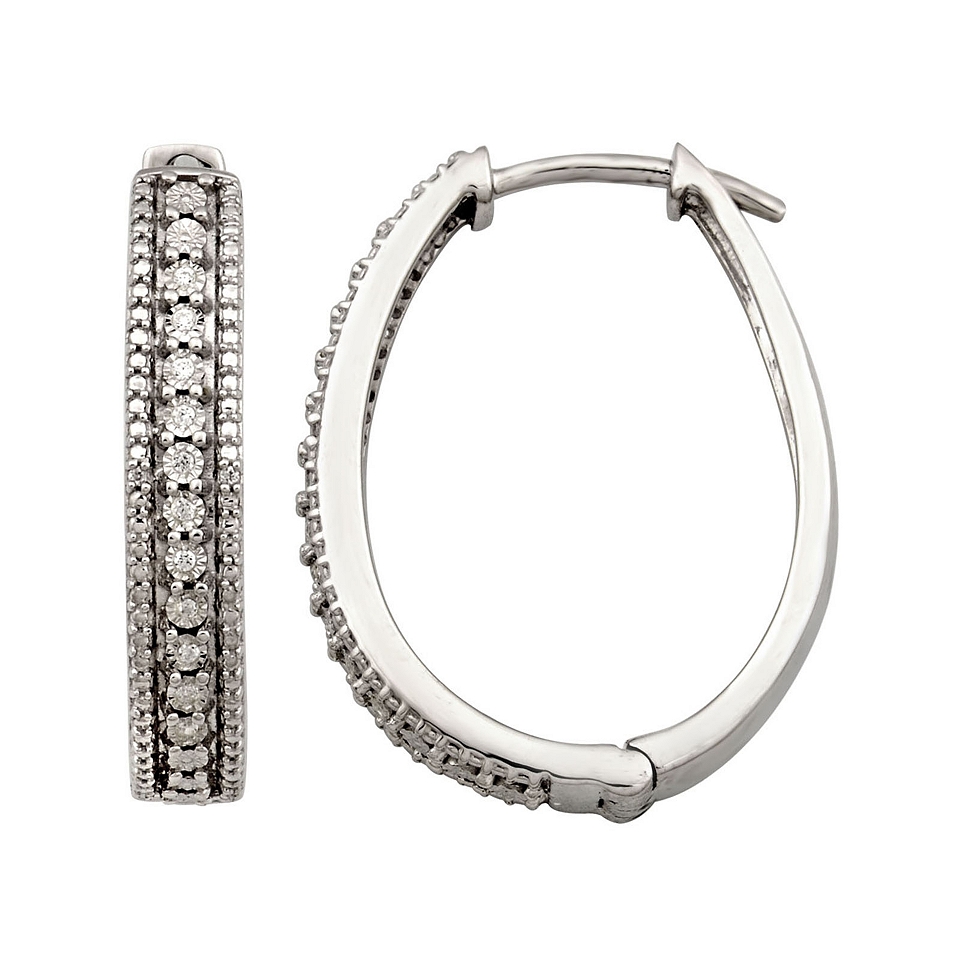 1/10 CT. T.W. Diamond Hoop Earrings, Womens
