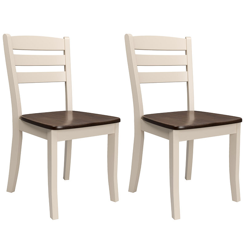 Corliving Dillon Solid Wood Dining Chairs With Horizontal Slat Backrest, Set Of 2, Brown