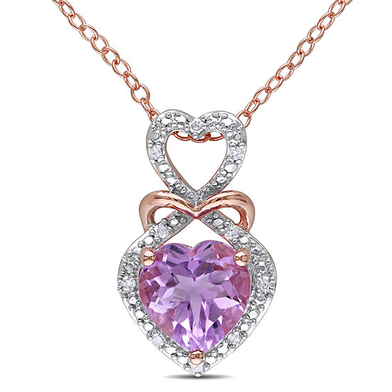 Womens Diamond Accent Genuine Purple Amethyst 18K Gold Over Silver ...
