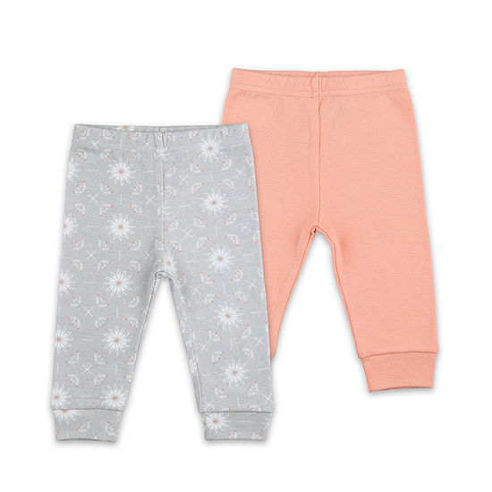 The Peanutshell Coral And Grey Baby Girls 2-pc. Pull-On Pants