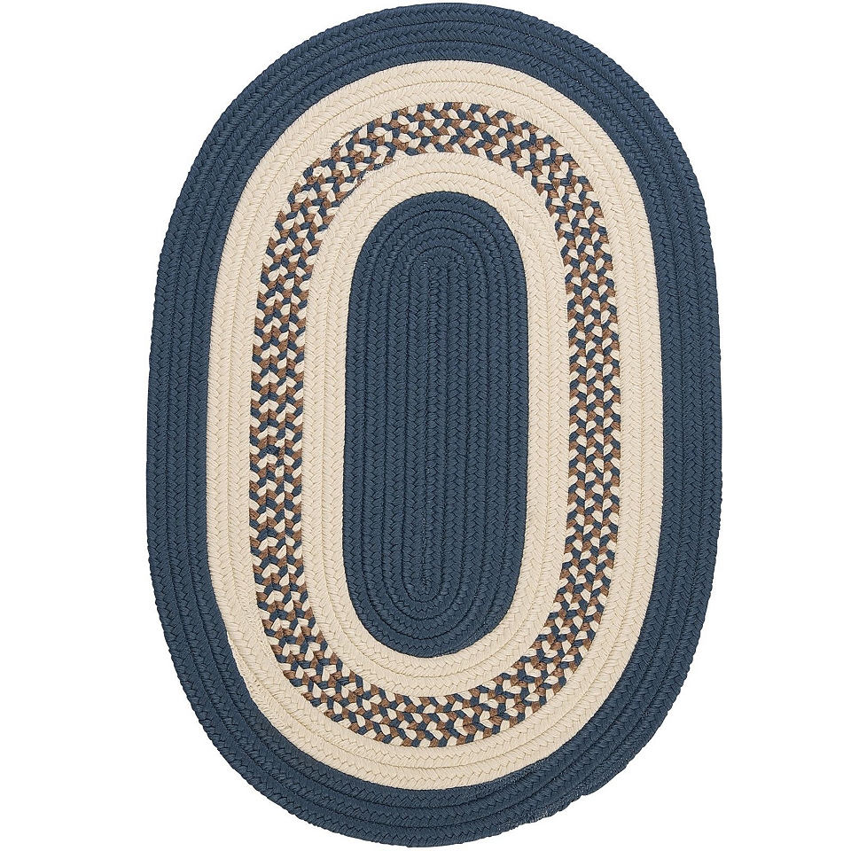 Lighthouse Reversible Braided Indoor/Outdoor Oval Rugs, Blue