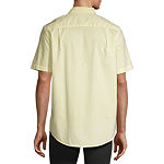 St. John's Bay Stretch Poplin Mens Classic Fit Short Sleeve Button-Down Shirt