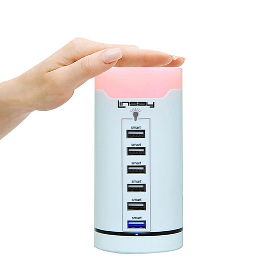 LINSAY® Smart LED Touch Multi-Color Lamp Desktop with 6 USB Charger Charging Station