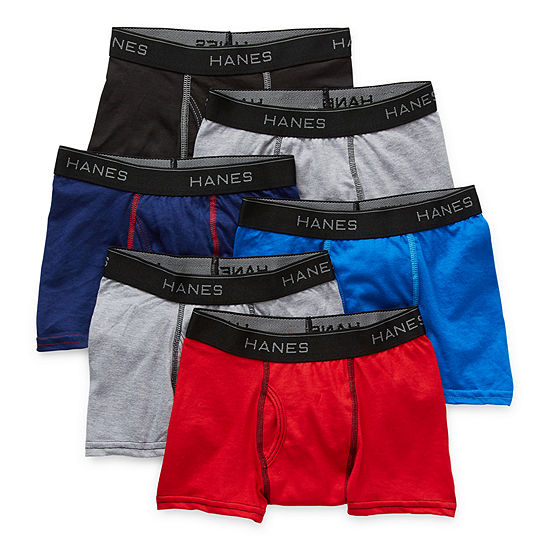 Hanes Little & Big Boys 6 Pack Boxer Briefs, Color: Red - JCPenney