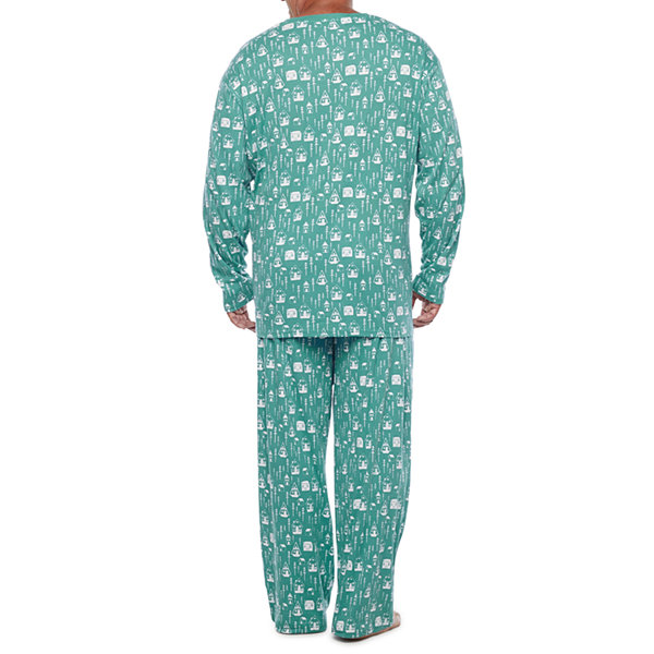North Pole Trading Co. Nordic Village Mens Long Sleeve 2-pc. Pant Pajama Set