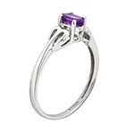 Womens Genuine Purple Amethyst Sterling Silver Delicate Cocktail Ring