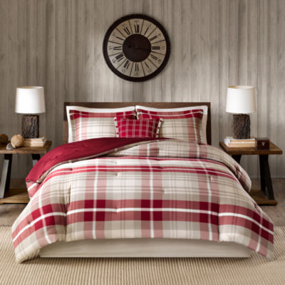 Woolrich Sheridan Cotton Oversized Comforter Set Color Tan Red