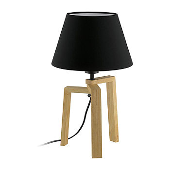 Eglo Chietino Natural Wood Table Lamp, White And Natural Wood Table Lamp