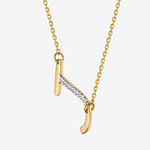 Diamonart Letter J Womens Cubic Zirconia Sterling Silver Pendant Necklace