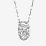 Cancer Womens Cubic Zirconia Sterling Silver Round Pendant Necklace