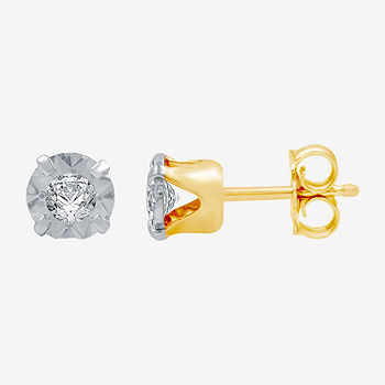10k Yellow Gold Round Black Diamond Stud Screwback Earrings 1/5 Cttw