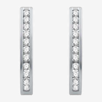 1 CT. T.W. Diamond Sterling Silver Hoop Earrings