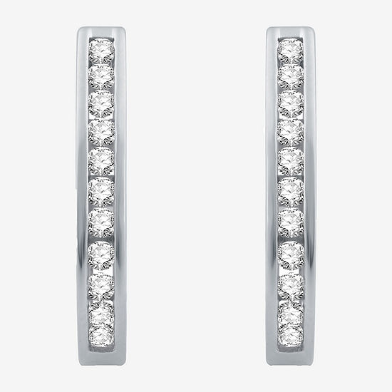 1 CT. T.W. Diamond Sterling Silver Hoop Earrings