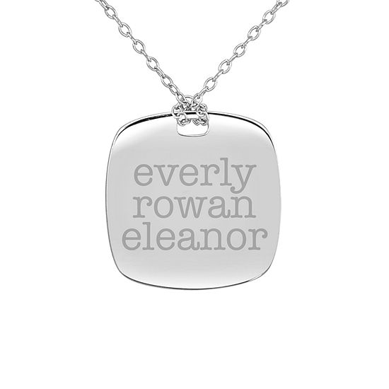 Personalized Sterling Silver 20mm Family Name Pendant Necklace