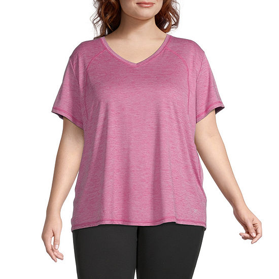 Xersion Everair Womens V Neck Short Sleeve T-Shirt Plus - JCPenney