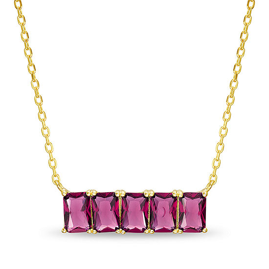 Silver Treasures Ruby 14K Gold Over Silver 16 Inch Rolo Rectangular Pendant Necklace