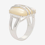 Sparkle Allure Mother Of Pearl Pure Silver Over Brass Cocktail Ring