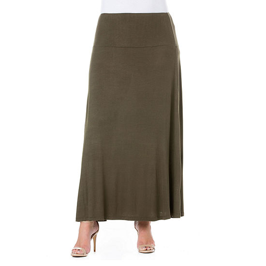 24/7 Comfort Apparel Elastic Waist Maxi Skirt - Plus