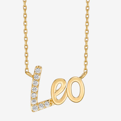 Leo Womens Cubic Zirconia Sterling Silver Pendant Necklace