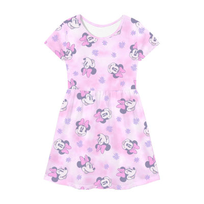 Disney Little & Big Girls Short Sleeve Cap Sleeve Mickey and Friends Minnie Mouse Skater Dress