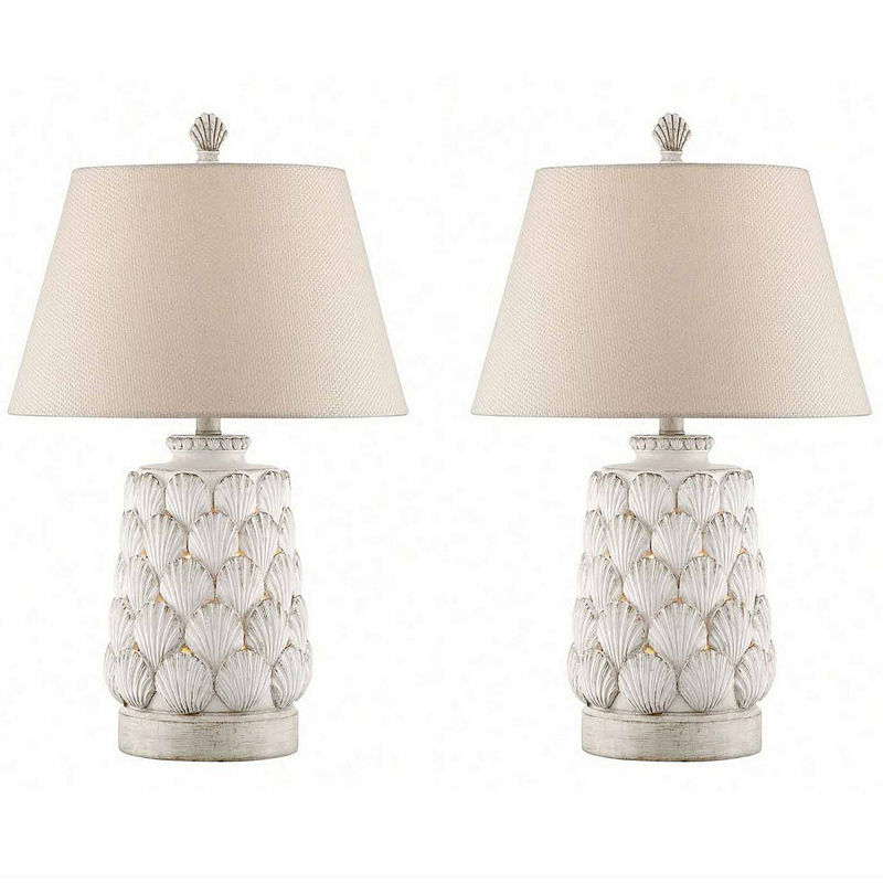 Seahaven Seashell Table Lamp Set, White