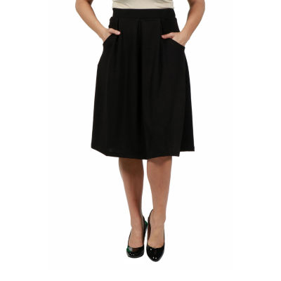 24/7 Comfort Apparel Classic Knee Length Skirt - Plus, Color: Black ...